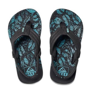 Little Ahi teenslippers zwart/aqua