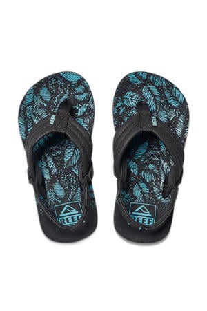 Little Ahi teenslippers zwart/aqua