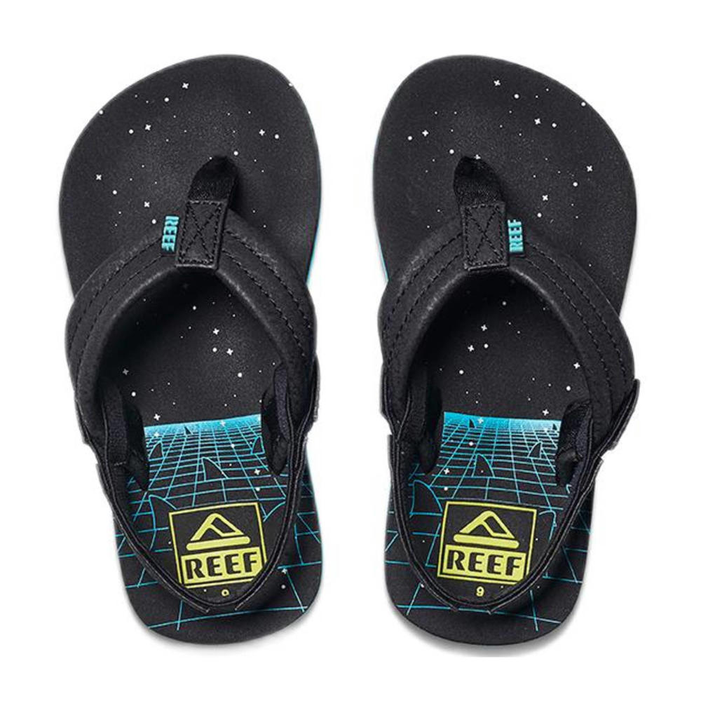 Donkerblauwe jongens Reef Little Ahi teenslippers met hielbandje van textiel 