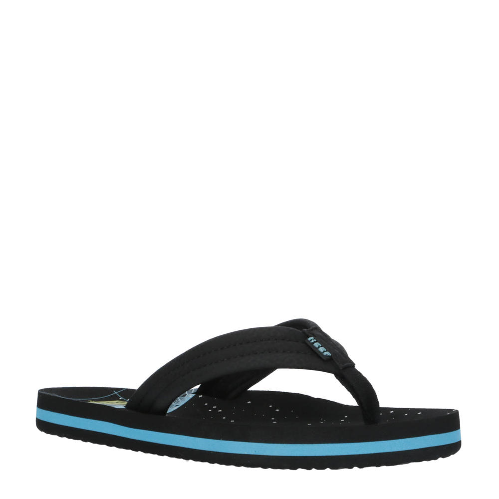 Zwarte jongens Reef Kids Ahi teenslippers van rubber