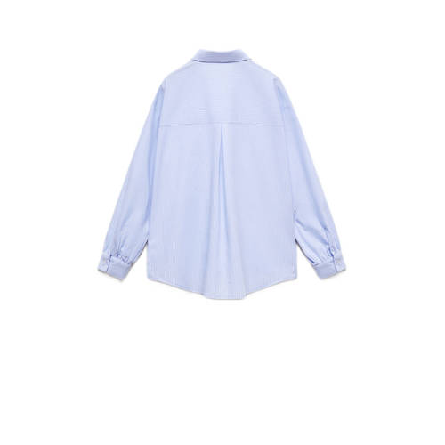 Mango Kids gestreepte blouse blauw wit Meisjes Katoen Klassieke kraag Streep 164
