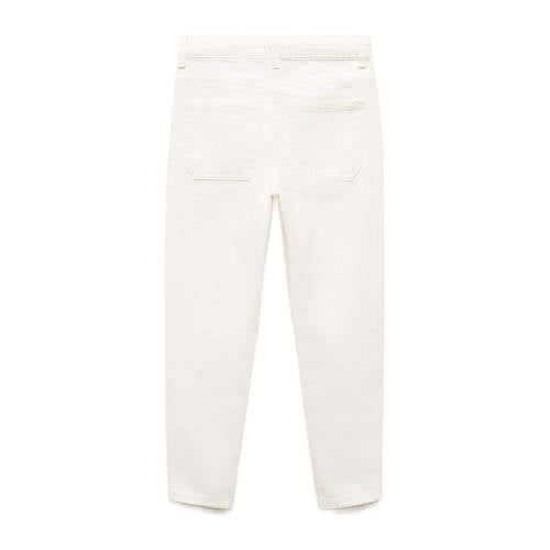 Mango Kids high waist mom jeans wit Meisjes Denim Effen 116