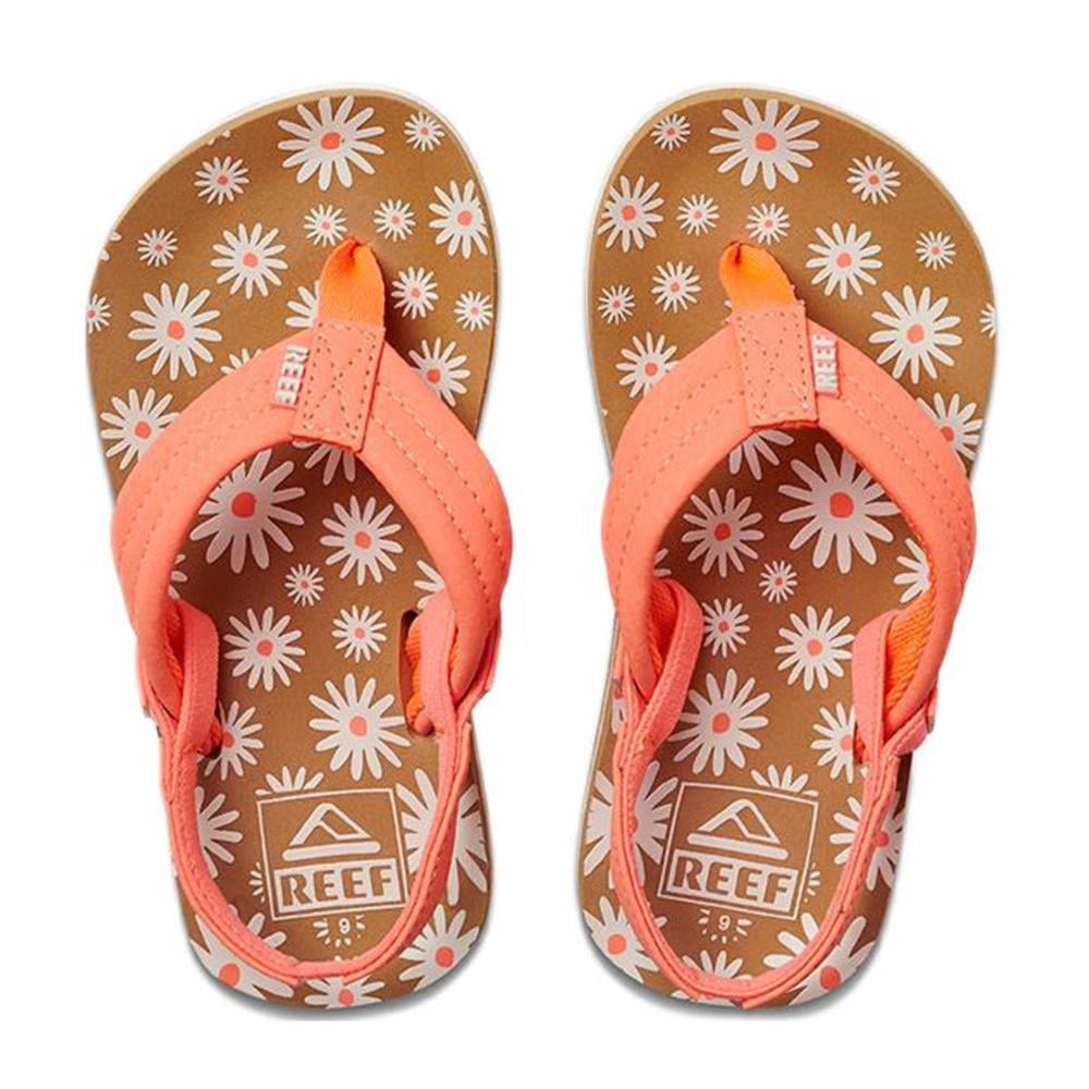 Zalmkleurige meisjes Reef Little Ahi teenslippers met hielbandje van textiel