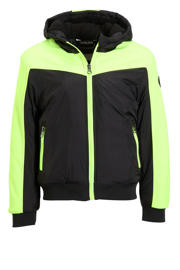 thumbnail: Geel en zwarte jongens Orange Stars winterjas Raimond van nylon met effen, lange mouwen, capuchon en ritssluiting