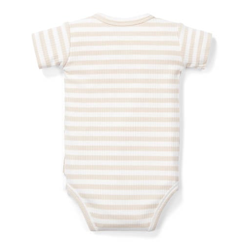 Little Dutch romper met streep print ecru wit Jongens Katoen Ronde hals 56