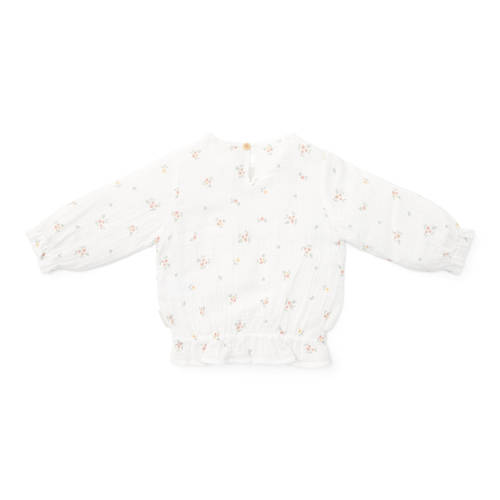 Little Dutch longsleeve met bloemenprint wit roze groen Meisjes Katoen Ronde hals 104
