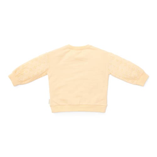 Little Dutch sweater met broderie zachtgeel Meisjes Katoen Ronde hals Effen 104