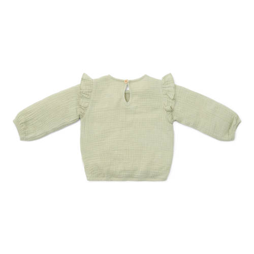 Little Dutch longsleeve met ruches groen Meisjes Katoen Ronde hals Effen 104