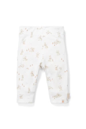 baby broek met all over print wit/beige