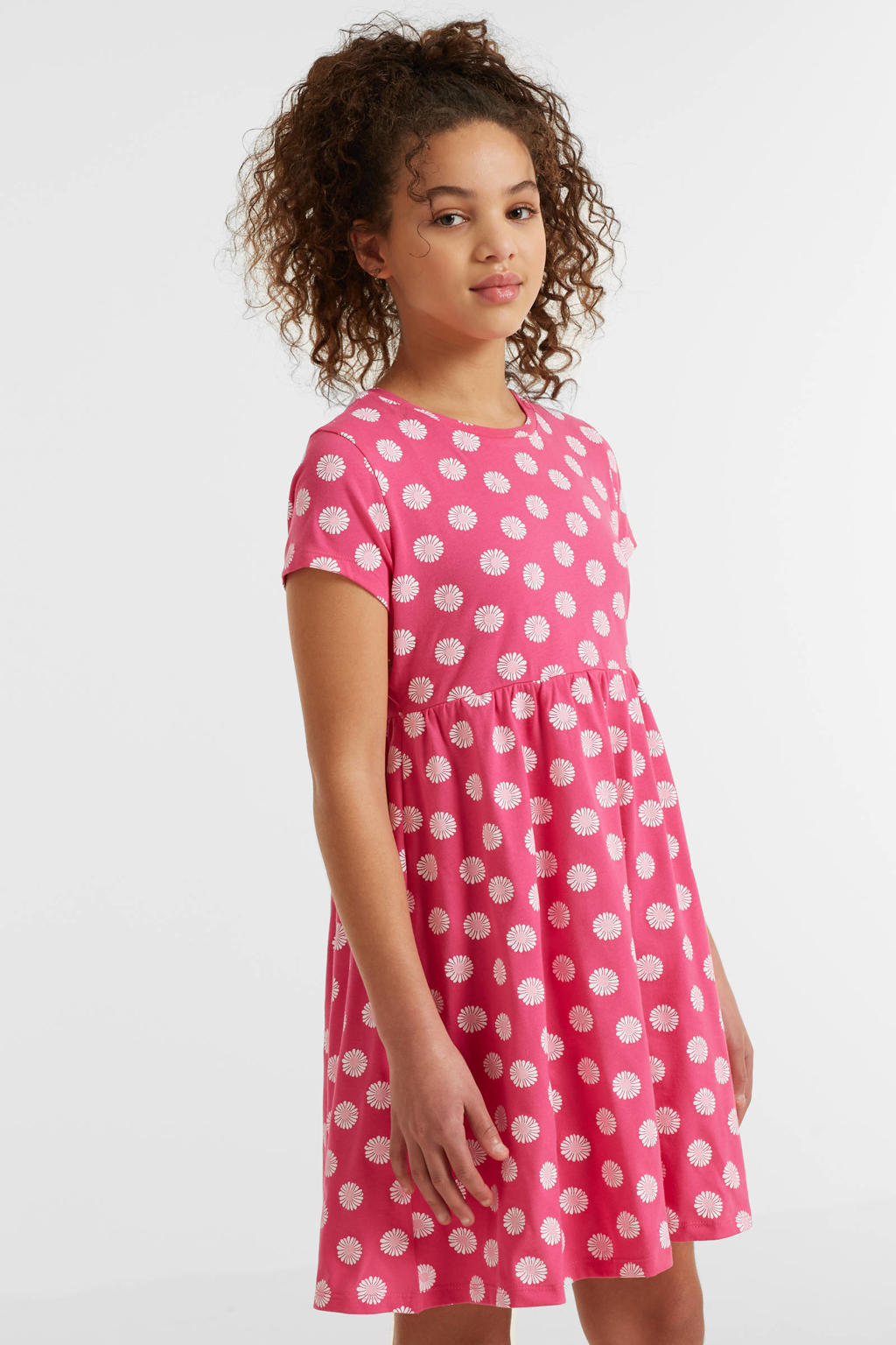 anytime jurk met bloemenprint roze