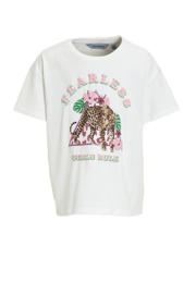 thumbnail: Witte meisjes anytime T-shirt van katoen met printopdruk, korte mouwen en ronde hals