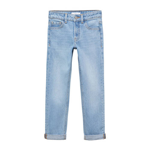 Mango Kids regular fit jeans changeant blauw Jongens Denim Effen