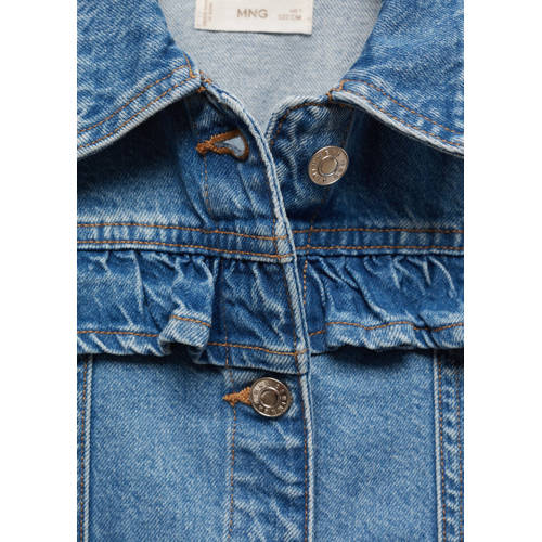 Mango Kids spijkerjas changeant blauw Meisjes Denim Klassieke kraag Effen 122