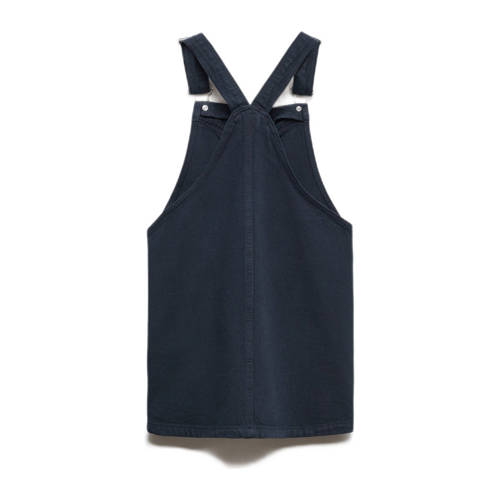 Mango Kids spijkerjurk donkerblauwe Meisjes Denim Vierkante hals Effen 116