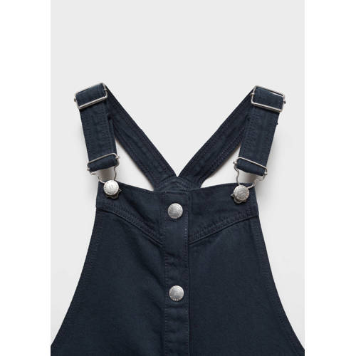 Mango Kids spijkerjurk donkerblauwe Meisjes Denim Vierkante hals Effen 116