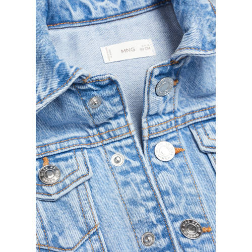 Mango Kids spijkerjas light blue denim Blauw Effen 110