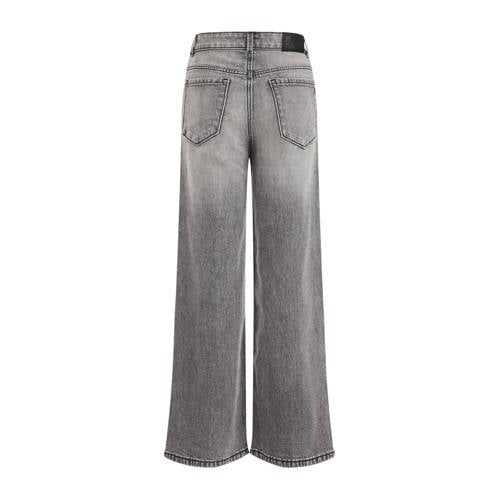 WE Fashion Blue Ridge high waist wide leg jeans grey denim Grijs Effen