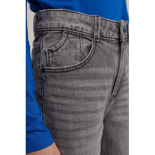 WE Fashion Blue Ridge high waist wide leg jeans grey denim Grijs Effen 122