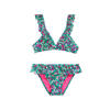 WE Fashion triangel bikini met ruches groen/roze