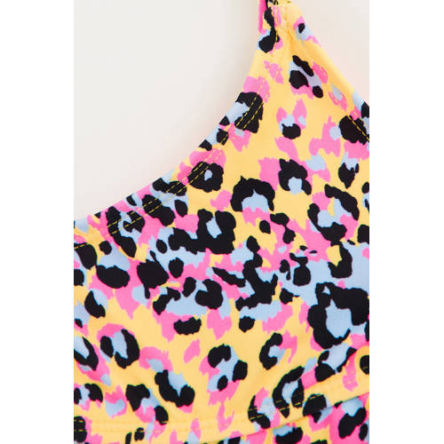 WE Fashion crop bikini met ruches geel roze blauw Meisjes Polyamide 110 116