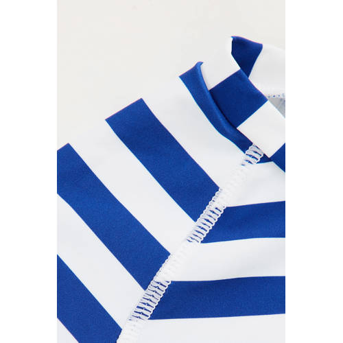 WE Fashion UV T-shirt met broekje blauw wit UV shirt Meisjes Gerecycled polyamide Ronde hals 110 116