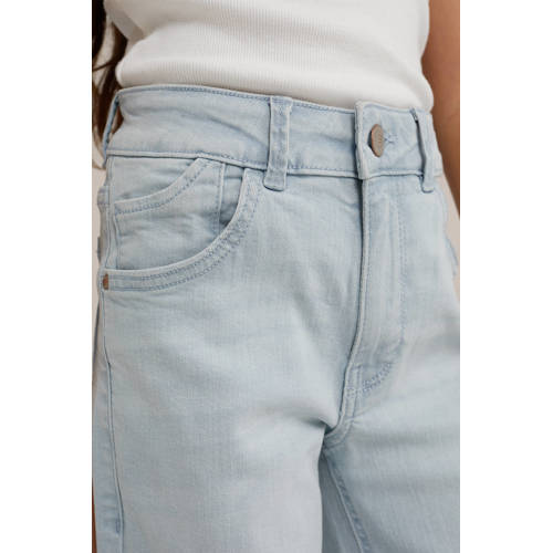 WE Fashion Blue Ridge wide leg jeans bleached denim Blauw Effen 122