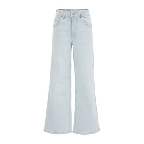 WE Fashion Blue Ridge wide leg jeans bleached denim Blauw Effen