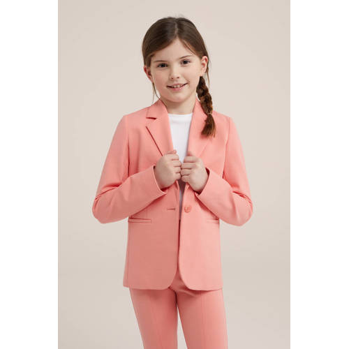 WE Fashion blazer oranje Meisjes Stretchkatoen V-hals Effen 98 104