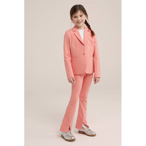 WE Fashion blazer oranje Meisjes Stretchkatoen V-hals Effen 98 104