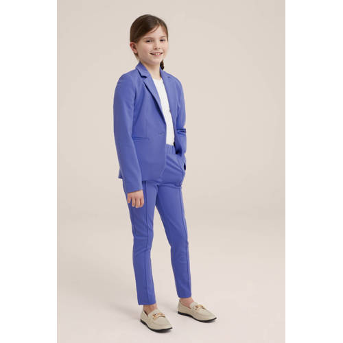 WE Fashion tapered fit broek paarsblauw Meisjes Katoen Effen 116