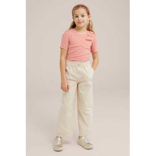WE Fashion T-shirt zalm Roze Meisjes Katoen Ronde hals Effen 98 104