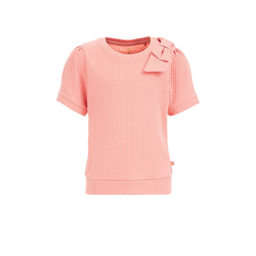 WE Fashion T-shirt zalm Roze Meisjes Katoen Ronde hals Effen
