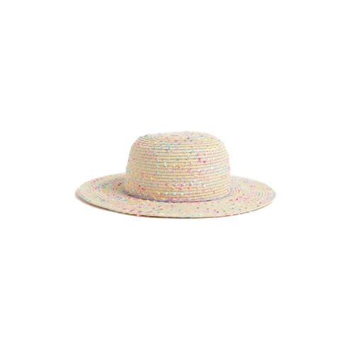 WE Fashion rieten hoed beige multicolor Melée S | Hoed van