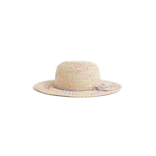 WE Fashion rieten hoed beige/multicolor Melée