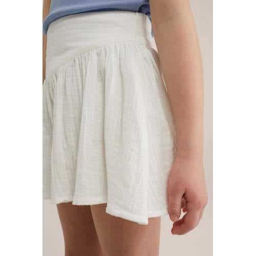 WE Fashion regular fit casual short wit Rok Meisjes Biologisch katoen Effen 98 104