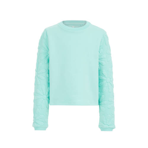 WE Fashion sweater turquoise Blauw Effen - 110/116