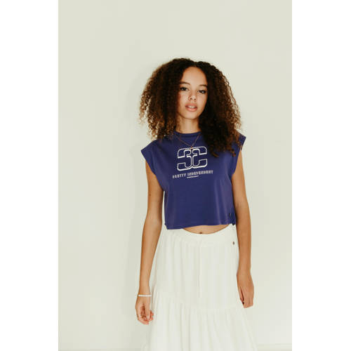 Frankie&Liberty T-shirt blauw Meisjes Katoen Ronde hals Effen 140