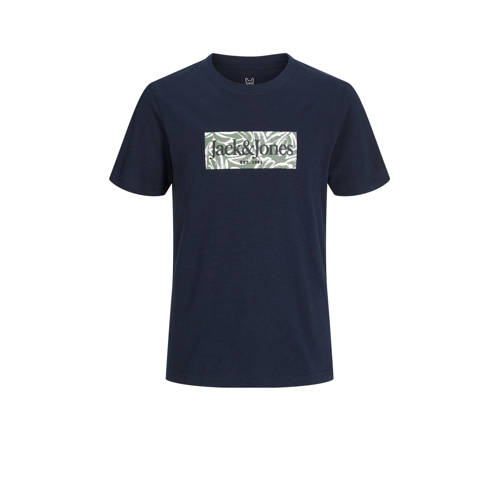 JACK & JONES JUNIOR T-shirt JORLAFAYETTE met logo donkerblauw Jongens Katoen Ronde hals
