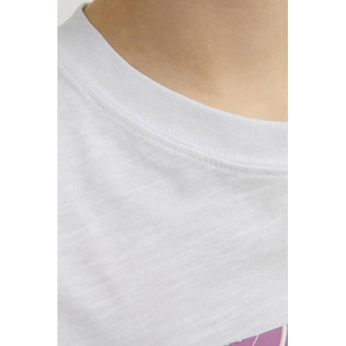 jack & jones JUNIOR T-shirt JORLAFAYETTE met logo wit Jongens Katoen Ronde hals 140