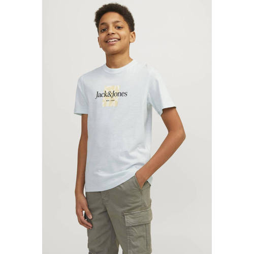 jack & jones JUNIOR T-shirt JORLAFAYETTE met logo licht mintgroen Jongens Katoen Ronde hals 140