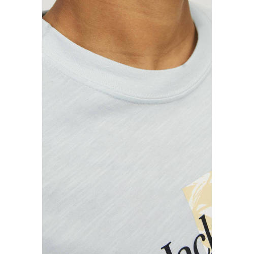 Jack & jones JUNIOR T-shirt JORLAFAYETTE met logo licht mintgroen Jongens Katoen Ronde hals 140