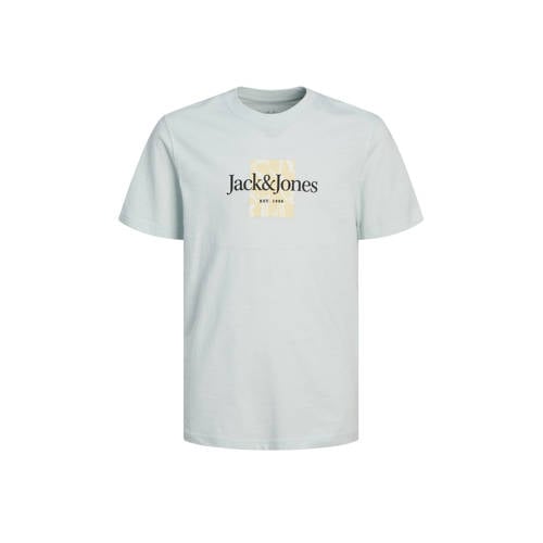 JACK & JONES JUNIOR T-shirt JORLAFAYETTE met logo licht mintgroen Jongens Katoen Ronde hals