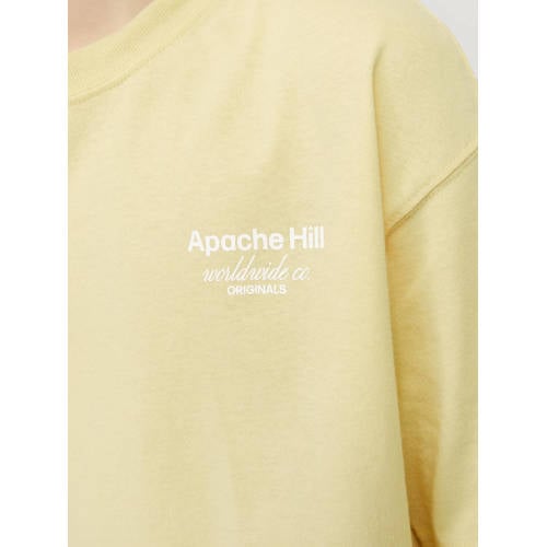 jack & jones JUNIOR T-shirt JORCASABLANCA met backprint lichtgeel Jongens Katoen Ronde hals 128