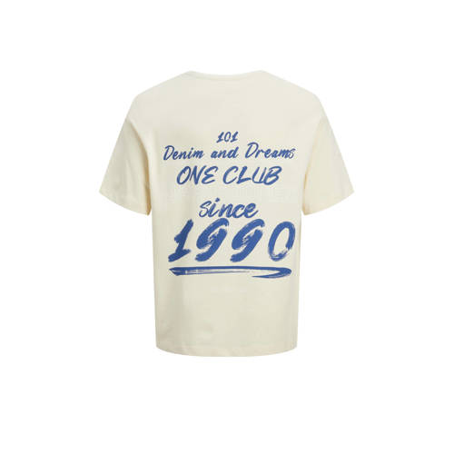 jack & jones JUNIOR T-shirt JJDDREAM met backprint ecru Jongens Katoen Ronde hals 140