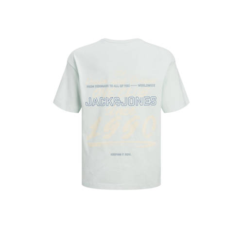 Jack & jones JUNIOR T-shirt JJDDREAM met backprint pastelblauw Jongens Katoen Ronde hals 128