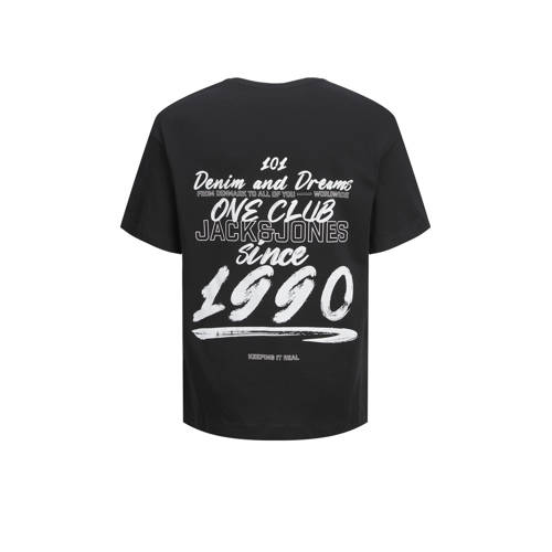 jack & jones JUNIOR T-shirt JJDDREAM met backprint zwart Jongens Katoen Ronde hals 128