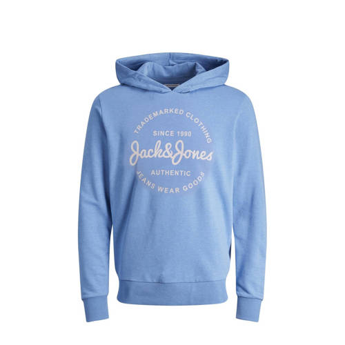 JACK & JONES JUNIOR hoodie JJFOREST met logo lichtblauw Sweater Logo