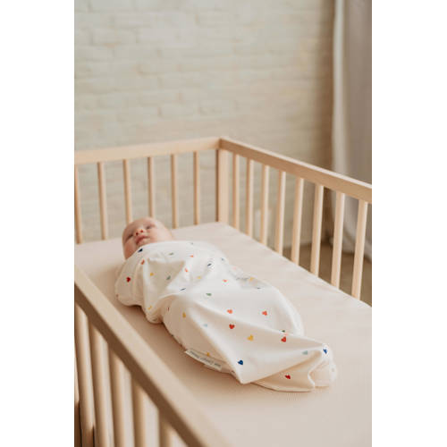 Puckababy The Original Piep inbakerslaapzak Hearts Confetti 0-3 mnd Inbakerdoek Ecru