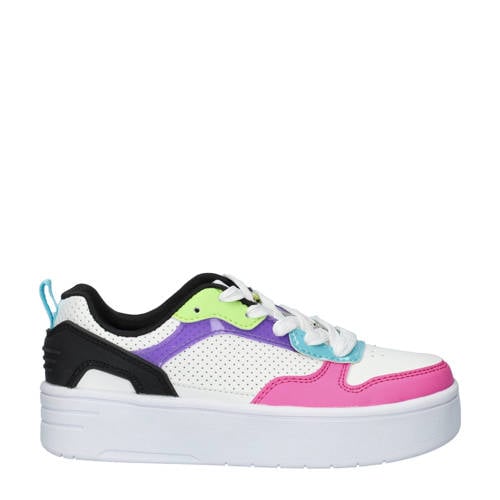 Skechers Court High sneakers wit/roze/zwart Meisjes Imitatieleer Meerkleurig