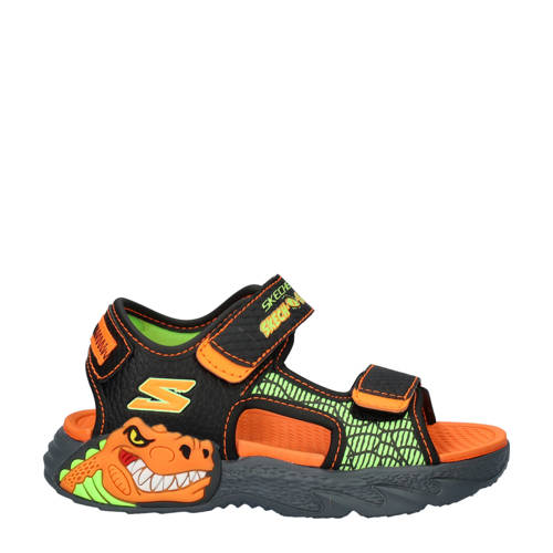 Skechers S-Slights Creature of Splash sandalen met lampjes zwart/oranje Jongens Imitatieleer - 27